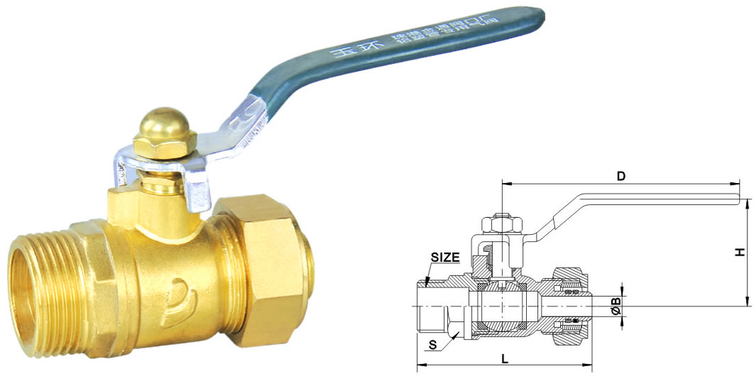 JT1140 单接外丝铝塑管球阀